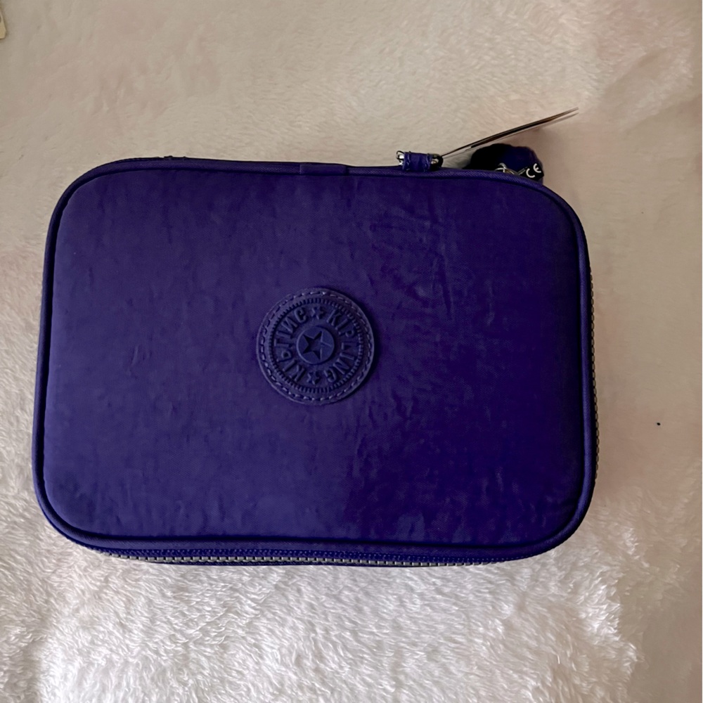 NWT Kipling 100pens pencil case or makeup case. ice purple color.